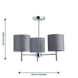 First Choice Lighting Set of 2 Brea - Chrome Light Fittings with Silvery Grey Glitter Shades in Silver - thumbnail 6