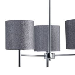 First Choice Lighting Set of 2 Brea - Chrome Light Fittings with Silvery Grey Glitter Shades in Silver - thumbnail 3