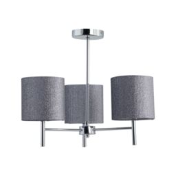 First Choice Lighting Set of 2 Brea - Chrome Light Fittings with Silvery Grey Glitter Shades in Silver - thumbnail 2