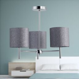 First Choice Lighting Set of 2 Brea - Chrome Light Fittings with Silvery Grey Glitter Shades in Silver - thumbnail 4