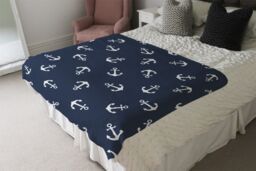 Benjamin Tate Design Anchors On Navy Blanket in Natural - Size: 120 cm x 150 cm - thumbnail 3