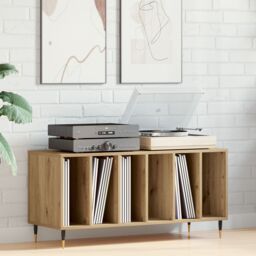 Berkfield Home Record Cabinet Artisan Oak 100x38x48 cm Engineered Wood in Brown - Size: 100 x 38 x 48 cm - thumbnail 1