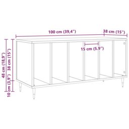 Berkfield Home Record Cabinet Artisan Oak 100x38x48 cm Engineered Wood in Brown - Size: 100 x 38 x 48 cm - thumbnail 8