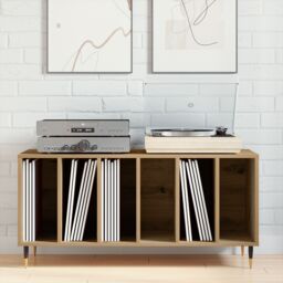 Berkfield Home Record Cabinet Artisan Oak 100x38x48 cm Engineered Wood in Brown - Size: 100 x 38 x 48 cm - thumbnail 4