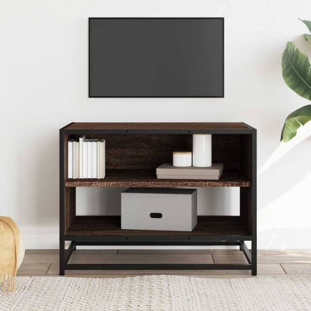Berkfield Home TV Cabinet Brown Oak 61x40x46 cm Engineered Wood & Metal - Size: 61 x 40 x 46 cm - image 1