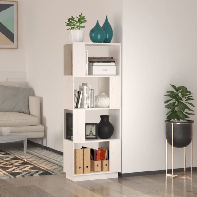 Berkfield Home Book Cabinet/Room Divider White 51x25x132 cm Solid Wood Pine - Size: 51 x 25 x 132 cm - image 1