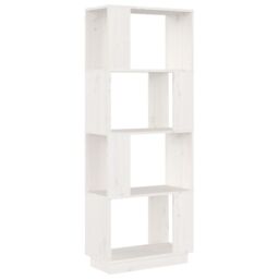 Berkfield Home Book Cabinet/Room Divider White 51x25x132 cm Solid Wood Pine - Size: 51 x 25 x 132 cm - thumbnail 2