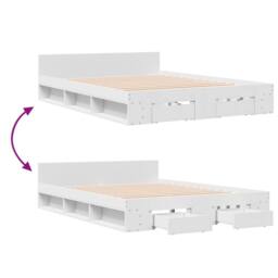 Berkfield Home Modern Bed Frame with Drawers without Mattress White 160x200 cm - thumbnail 7