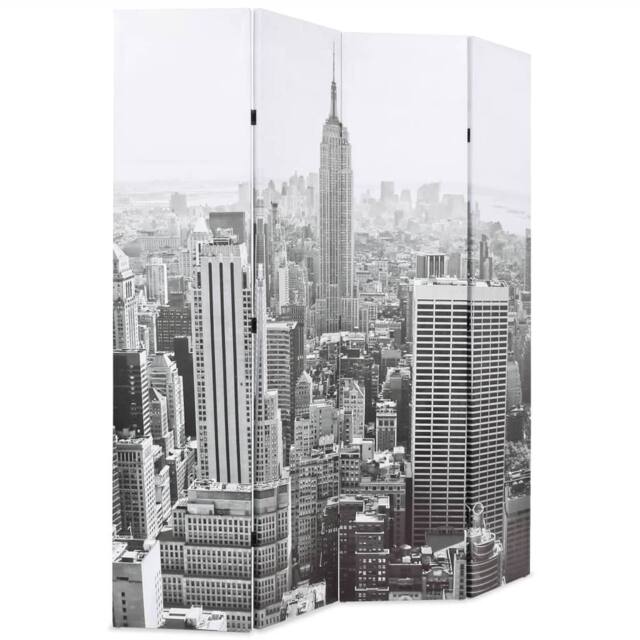 Berkfield Home Folding Room Divider 160x170 cm New York by Day Black & White - image 1