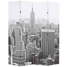 Berkfield Home Folding Room Divider 160x170 cm New York by Day Black & White - thumbnail 2