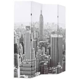 Berkfield Home Folding Room Divider 160x170 cm New York by Day Black & White - thumbnail 1