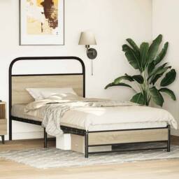 Berkfield Home Elegant Bed Frame without Mattress 100x190 cm Sonoma Oak Engineer in Brown - thumbnail 4