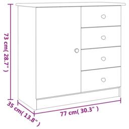 Berkfield Home Sideboard ALTA White 77x35x73 cm Solid Wood Pine - Size: 77 x 35 x 73 cm - thumbnail 8