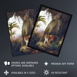 "Artery8 Tiger in Cave Big Cat Oil Painting Agasse Framed Wall Art Print - Size: W12"" x H16""" - thumbnail 2