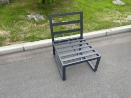 Fimous Aluminum Outdoor Garden Furniture Armless Sofa Chair With Seat & Back Cushion Dark Grey - thumbnail 5