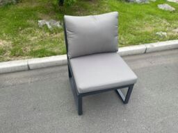 Fimous Aluminum Outdoor Garden Furniture Armless Sofa Chair With Seat & Back Cushion Dark Grey - thumbnail 3