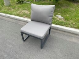 Fimous Aluminum Outdoor Garden Furniture Armless Sofa Chair With Seat & Back Cushion Dark Grey - thumbnail 2