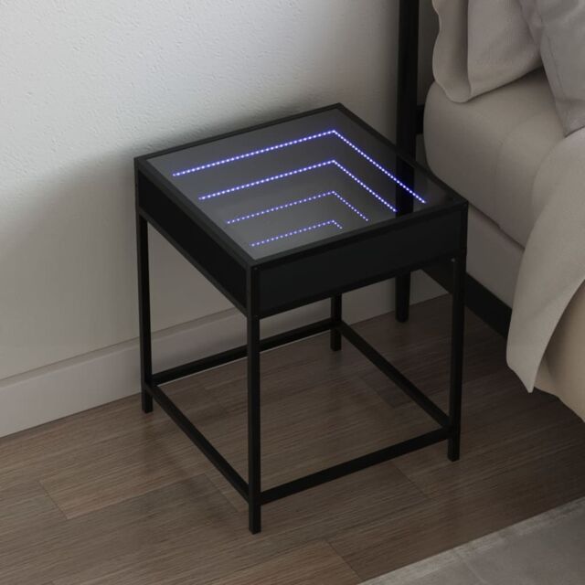 Berkfield Home Bedside Table with Infinity LED Black 40x40x51 cm - Size: 40 x 40 x 51 cm - image 1