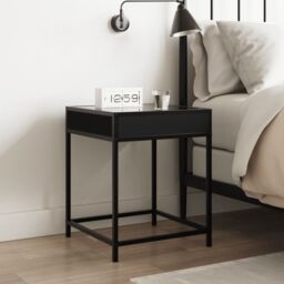 Berkfield Home Bedside Table with Infinity LED Black 40x40x51 cm - Size: 40 x 40 x 51 cm - thumbnail 4