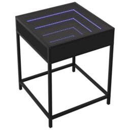Berkfield Home Bedside Table with Infinity LED Black 40x40x51 cm - Size: 40 x 40 x 51 cm - thumbnail 3