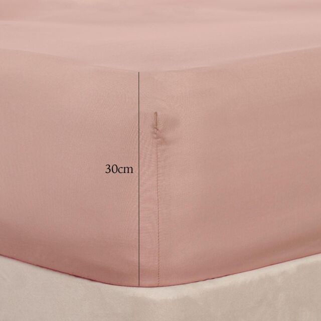 OHS Plain Bed Sheet Microfibre Deep Fitted Soft in Pink - Size: Double - image 1