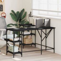 Berkfield Home Desk Black 139x139x75 cm Engineered Wood - Size: 139 x 139 x 75 cm - thumbnail 2