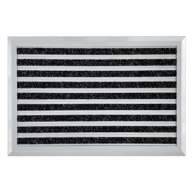 Nicoman Aluminium Barrier Dirt-Trapper Door Mat Ribbed Aluminum with Carpet 60cm x 40cm in Grey - Size: 40 cm x 60 cm - image 1