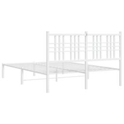 Berkfield Home Metal Bed Frame without Mattress with Headboard White 140x200cm - Size: 140x200 cm - thumbnail 6