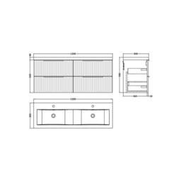 Balterley Tixall 4 Drawer Vanity Unit with Double Basin, Satin Green, 1200mm in Green - thumbnail 2