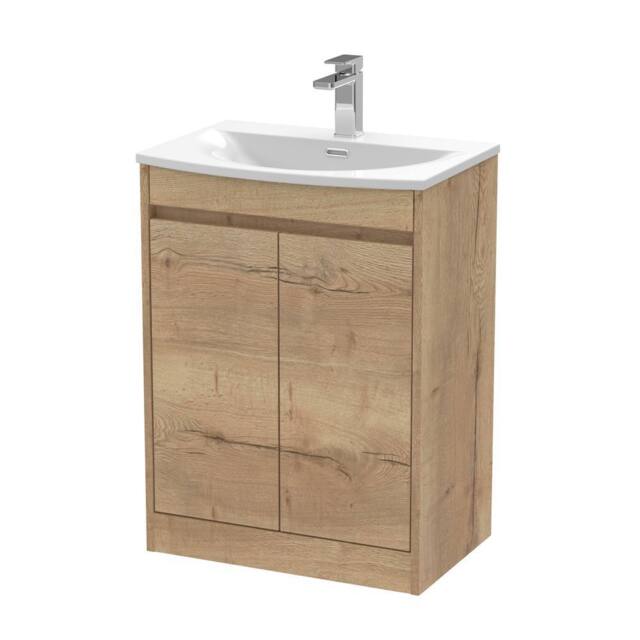 Balterley Chartley 2 Door Vanity Unit, Curved Basin, 600mm, Autumn Oak in Brown - image 1