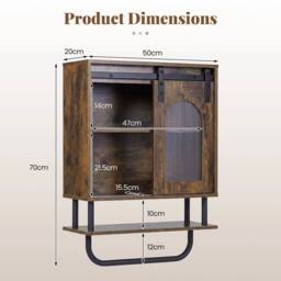 EONLION Bathroom Wall Cabinet Industrial in Brown - thumbnail 2