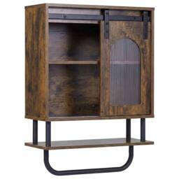 EONLION Bathroom Wall Cabinet Industrial in Brown - thumbnail 4