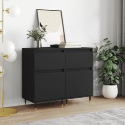 Berkfield Home Sideboards 2 pcs Black 40x35x70 cm Engineered Wood - Size: 40 x 35 x 70 cm