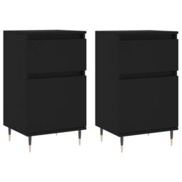 Berkfield Home Sideboards 2 pcs Black 40x35x70 cm Engineered Wood - Size: 40 x 35 x 70 cm - thumbnail 2