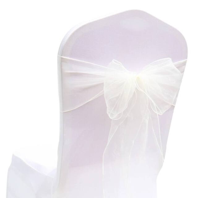 VOGREX White 25pcs Organza Sashes Chair Cover Fuller Bow Ribbon - image 1