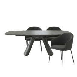 HOME LUXE INTERIOR Gstaad Grey Ceramic Extending Dining Set 6 Swivel Chairs 160-240cm - thumbnail 5