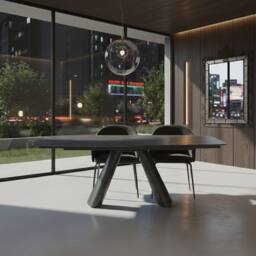 HOME LUXE INTERIOR Gstaad Grey Ceramic Extending Dining Set 6 Swivel Chairs 160-240cm - thumbnail 4