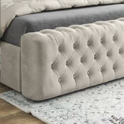 KDMD Redesdale Mirror Upholstered Beige Soft Velvet Designer Bed Frame in Cream - Size: Small Double - thumbnail 6