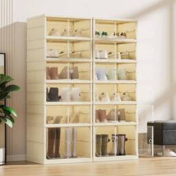 KORVIXA 6 Tier Plastic Wardrobe Storage Box in Beige - Size: 800mm - thumbnail 4
