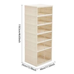 KORVIXA 6 Tier Plastic Wardrobe Storage Box in Beige - Size: 800mm - thumbnail 2