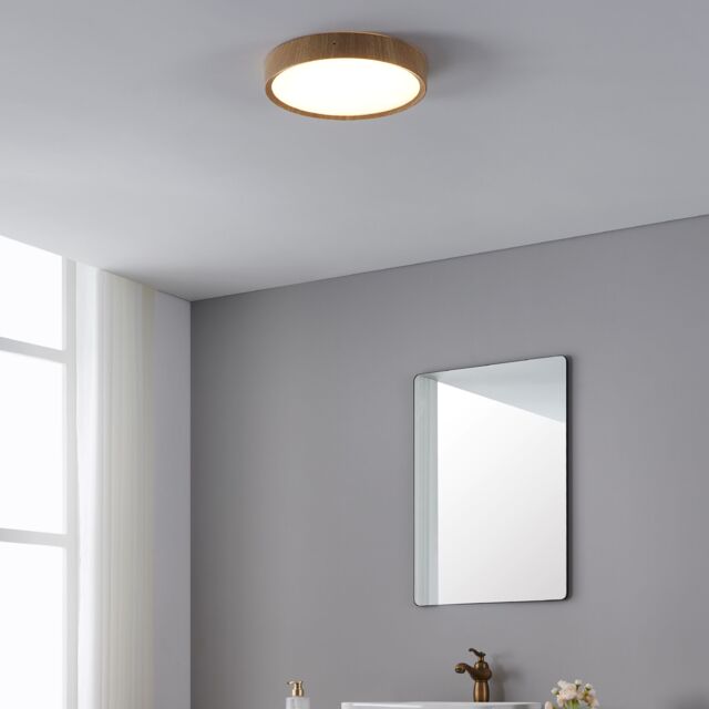 Eglo Musurita Natural Wood & Plastic Diffuser Ceiling Light in Brown - image 1