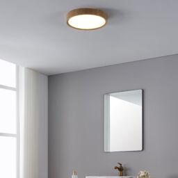 Eglo Musurita Natural Wood & Plastic Diffuser Ceiling Light in Brown - thumbnail 1