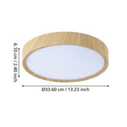 Eglo Musurita Natural Wood & Plastic Diffuser Ceiling Light in Brown - thumbnail 4