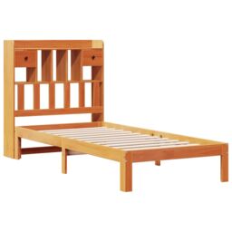 Berkfield Home Bookcase Bed without Mattress Wax Brown 100x200cm Solid Wood Pine - Size: 100x200 cm - thumbnail 3