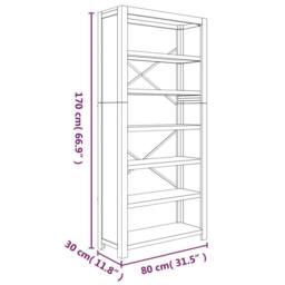 Berkfield Home Traditional 6-Tier Bookcase 80x30x170 cm Solid Wood Acacia in Brown - Size: 80 x 30 x 170 cm - thumbnail 8