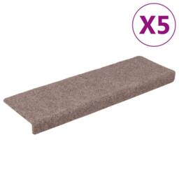 Berkfield Home Stair Mats 5 pcs Brown 65x21x4 cm Needle Punch - Size: Medium - thumbnail 2