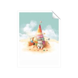 "Warren Reed - Designer Cat On A Beach Holiday Unframed Art Print - Size: W16"" x H24""" - thumbnail 2
