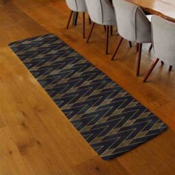 Benjamin Tate Design Gold Geometreic Lines Runner Rug in Natural - Size: 67 cm x 230 cm - thumbnail 2