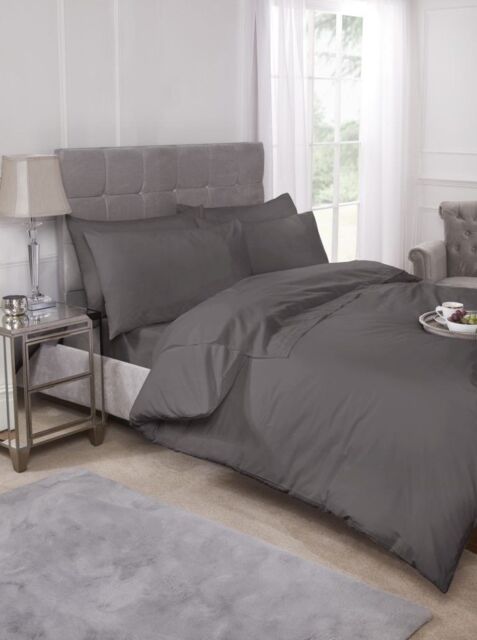 New Edge Blinds Percale Collection 180 Thread Count Percale Fitted Valance Sheet in Grey - Size: King - image 1
