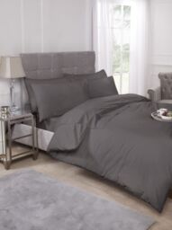 New Edge Blinds Percale Collection 180 Thread Count Percale Fitted Valance Sheet in Grey - Size: King - thumbnail 1